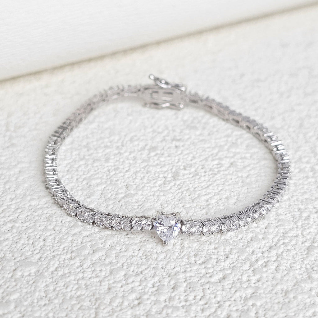 Colourful Heart Rhinestone Bracelet — white bracelet, view 7