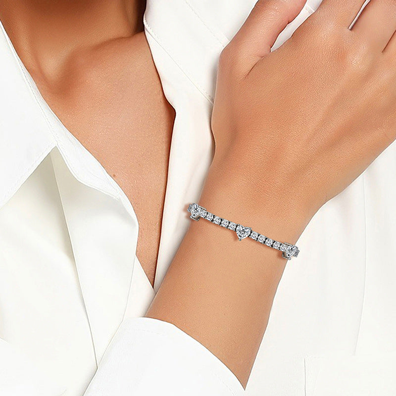 Colourful Heart Rhinestone Bracelet — white bracelet, view 9