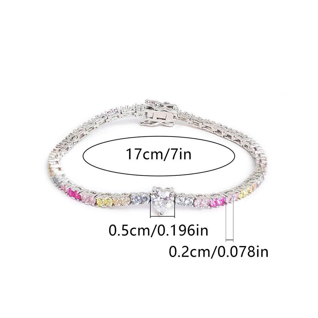 Colourful Heart Rhinestone Bracelet — white bracelet, view 11