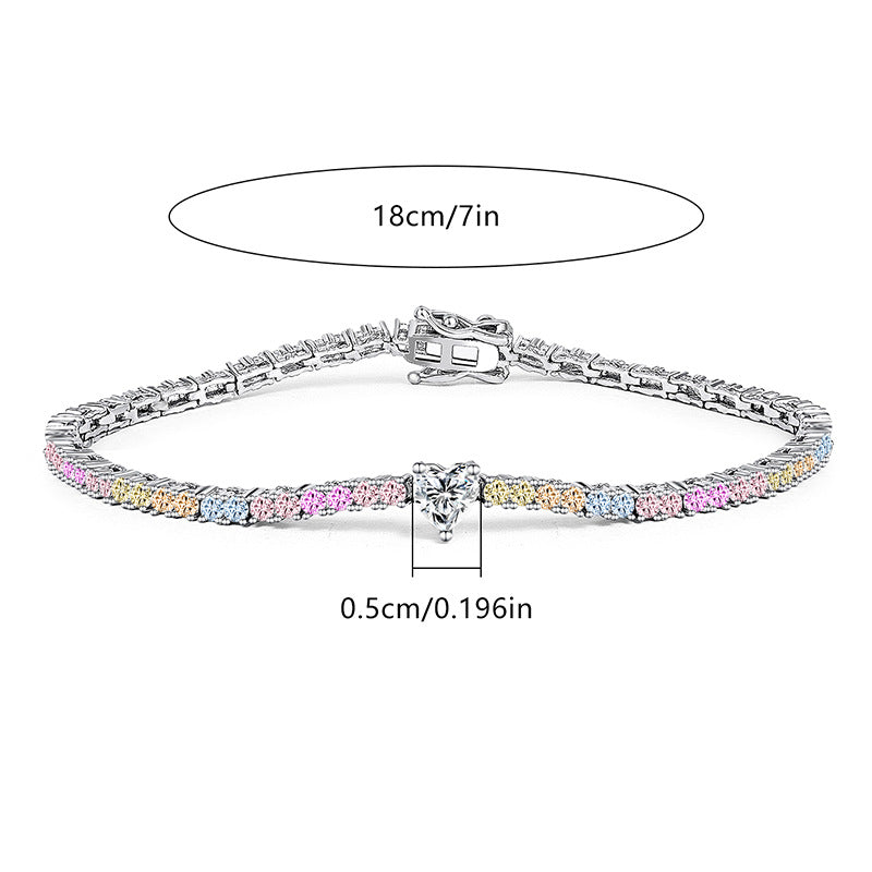 Colourful Heart Rhinestone Bracelet — white bracelet, view 12