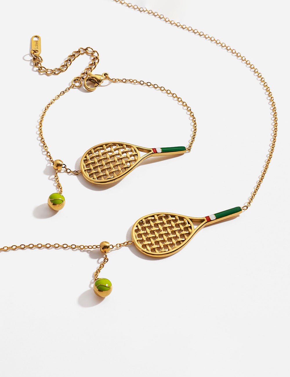 Tennis Racket Charm Bracelet — gold bracelet