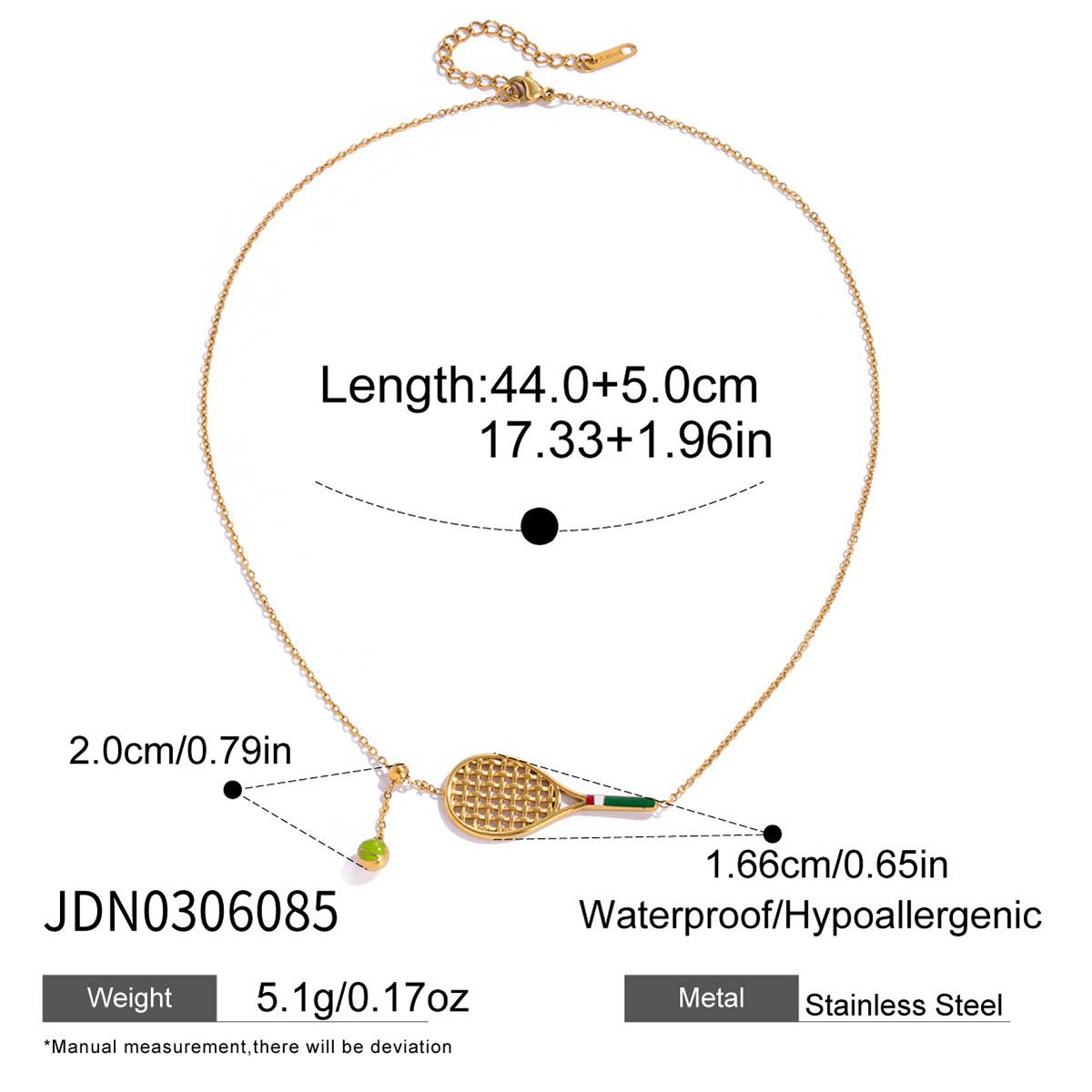 Tennis Racket Charm Bracelet — gold bracelet, view 10