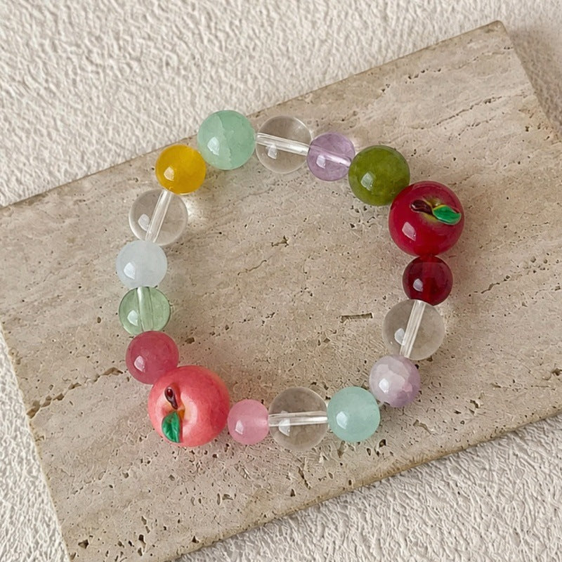 Stretchy Apple Pendant Bracelet — colorful bracelet, view 3