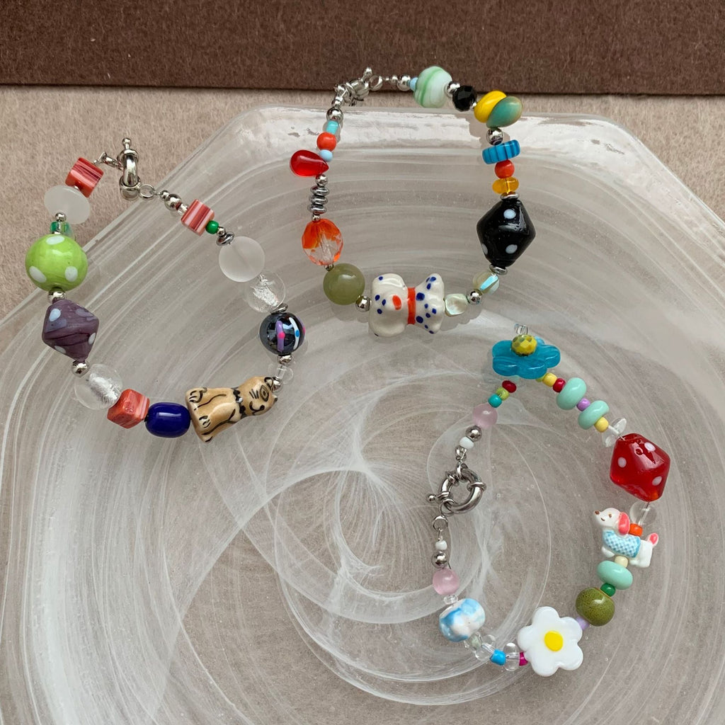 Colour-Contrast Flower Charm Bracelet — bracelet, view 4