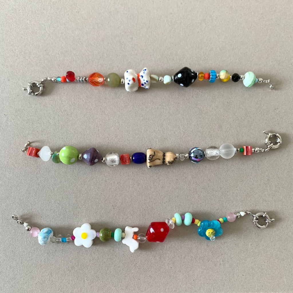 Colour-Contrast Flower Charm Bracelet — bracelet, view 5