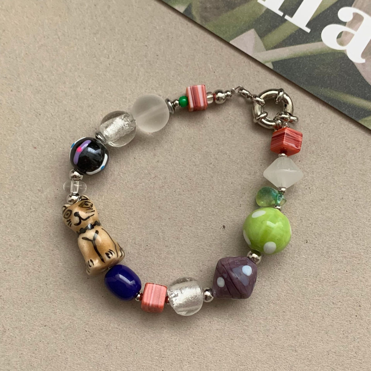 Colour-Contrast Flower Charm Bracelet — bracelet, view 6