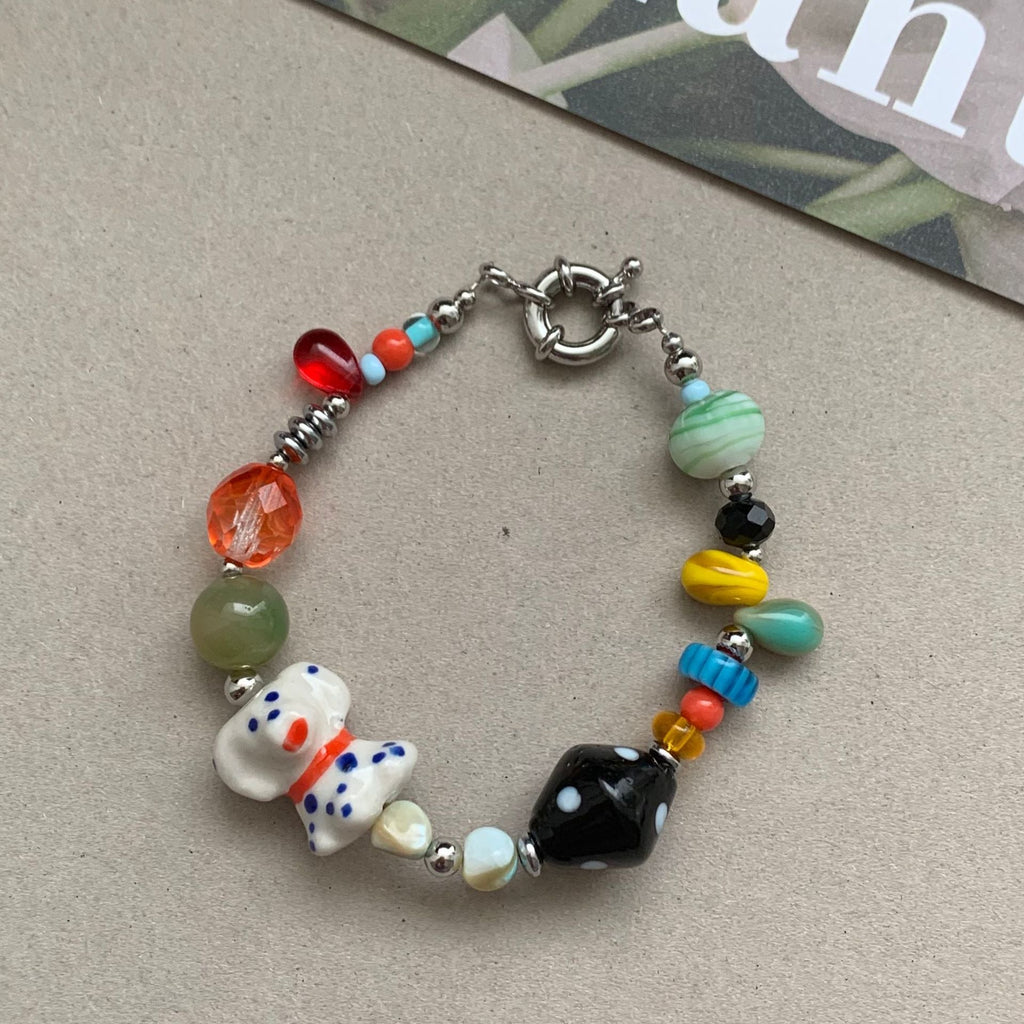 Colour-Contrast Flower Charm Bracelet — bracelet, view 7