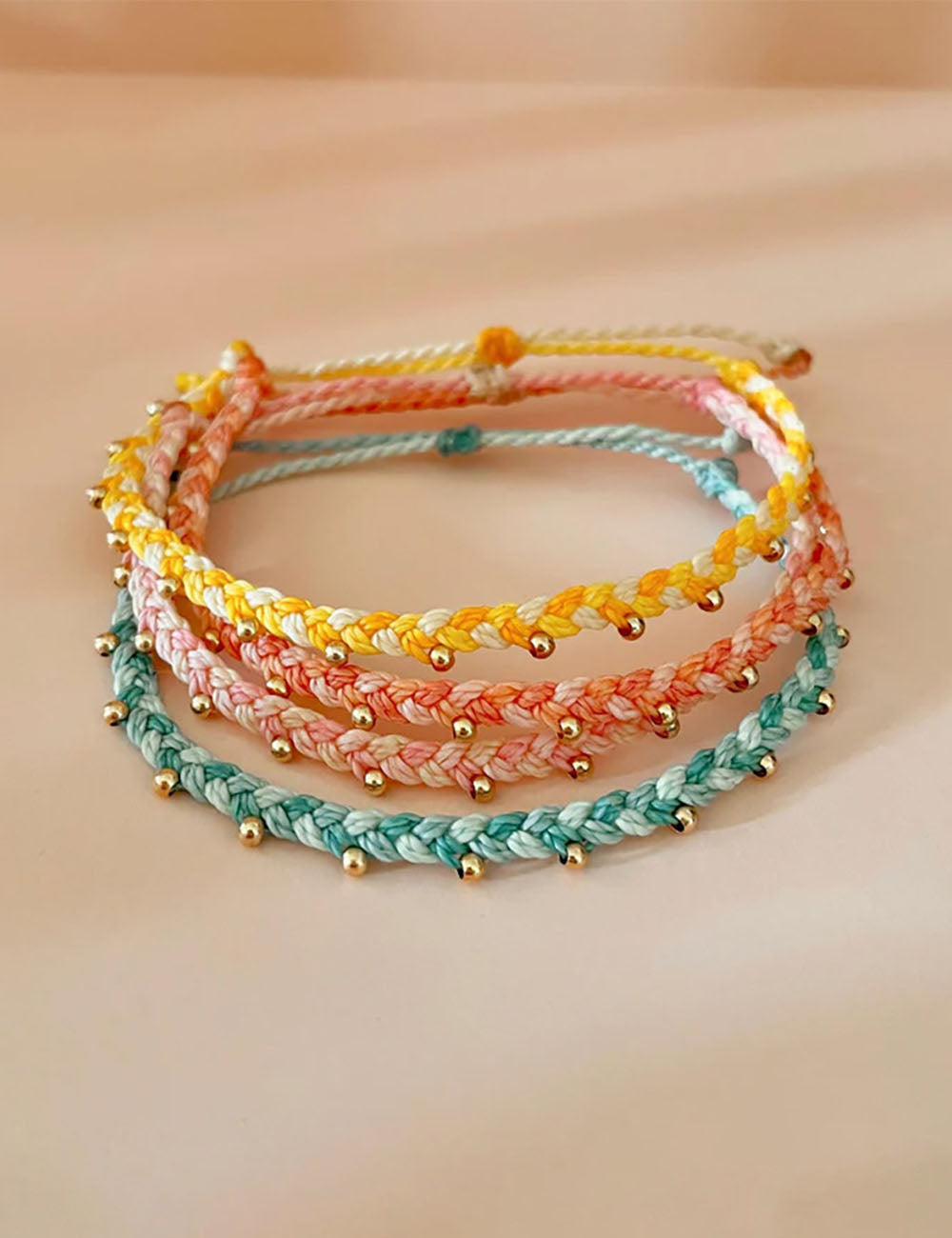 Braided Rope Gold Bead Bracelet — bracelet
