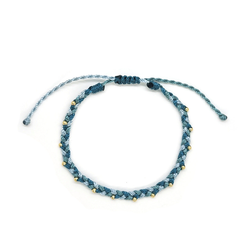Braided Rope Gold Bead Bracelet — bracelet, view 6
