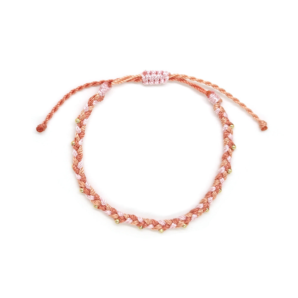 Braided Rope Gold Bead Bracelet — bracelet, view 7