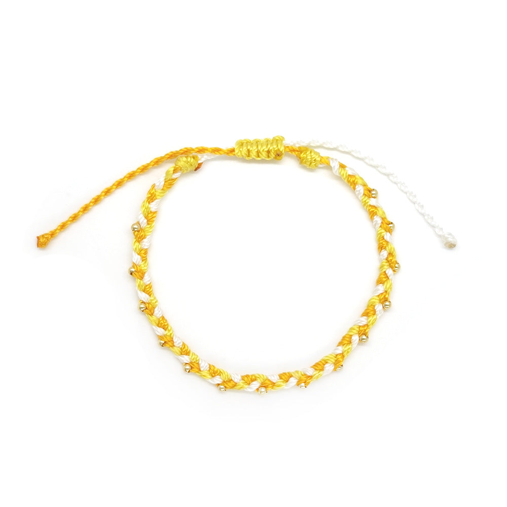 Braided Rope Gold Bead Bracelet — bracelet, view 8