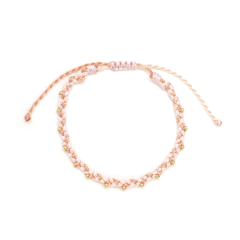 Braided Rope Gold Bead Bracelet — bracelet, view 9