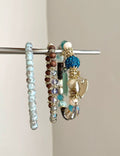 Heart Pendant Beaded Chain Bracelet — blue bracelet