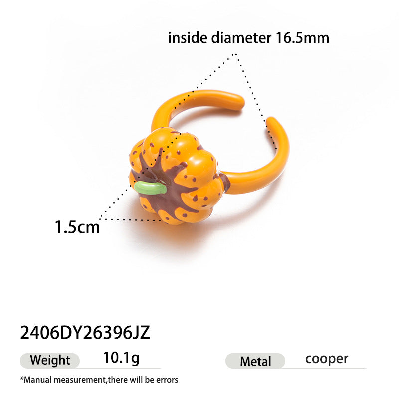 Pumpkin Shape Enamel Open Ring — ring, view 5