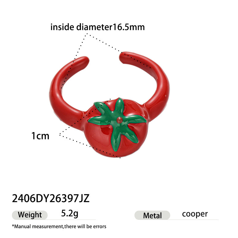 Pumpkin Shape Enamel Open Ring — ring, view 6