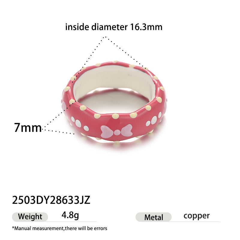 Polka Dot Bow Enamel Ring — ring, view 9