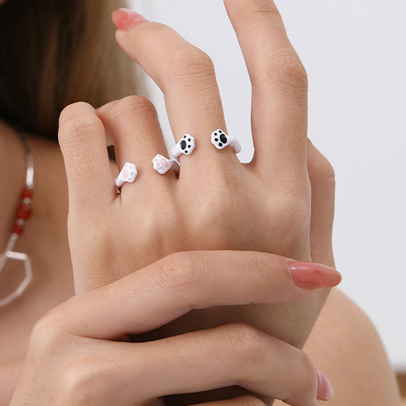 Cat Paw Enamel Open Ring — ring, view 3