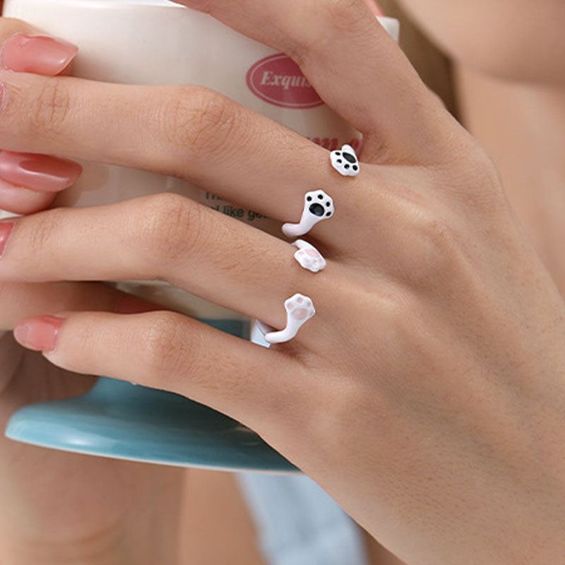 Cat Paw Enamel Open Ring — ring, view 4