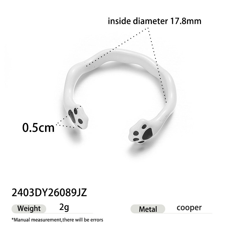 Cat Paw Enamel Open Ring — ring, view 5