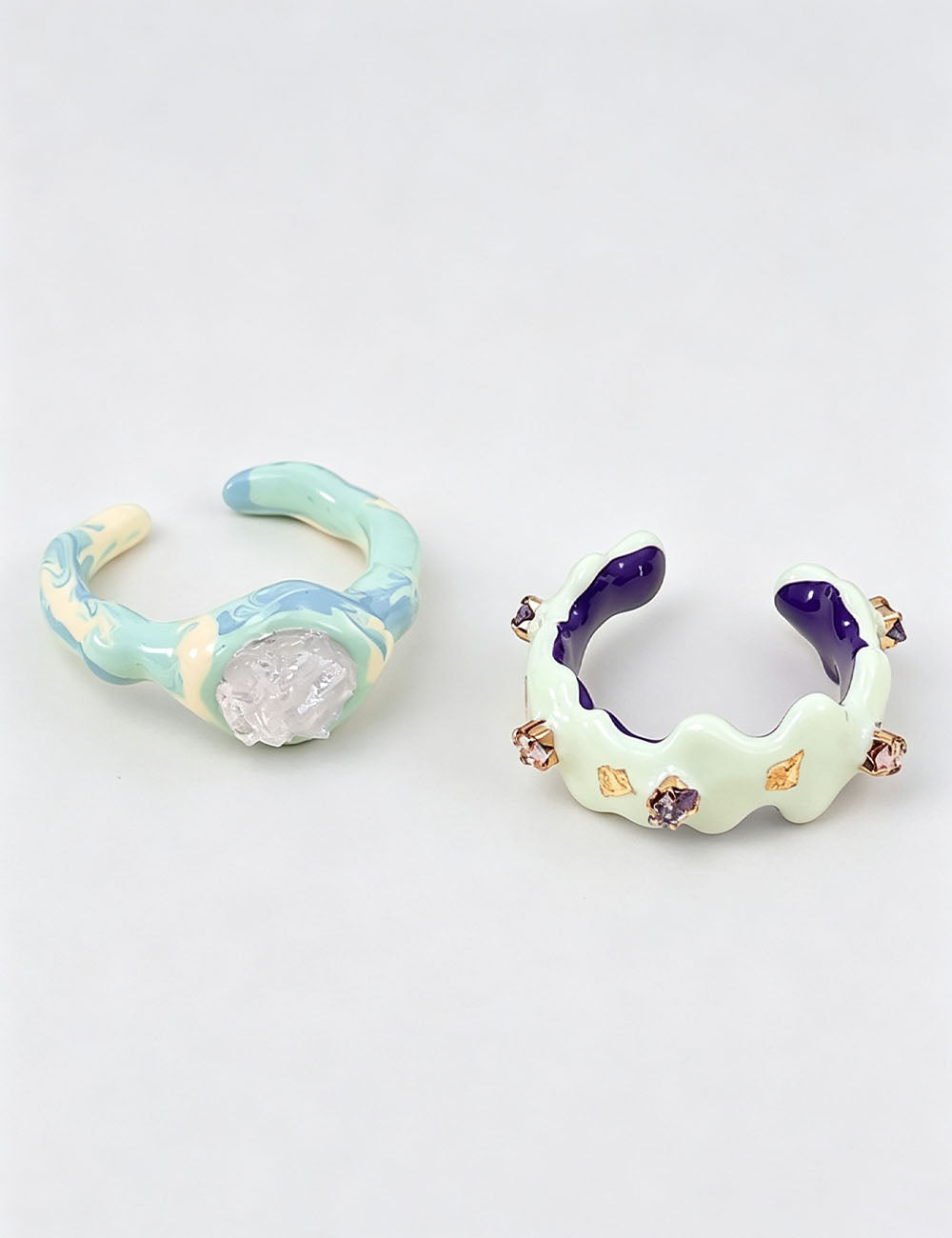 Color Block Enamel Open Ring — ring