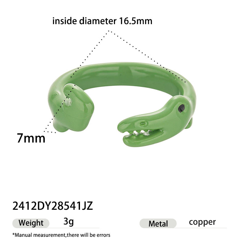 Piglet Pattern Enamel Open Ring — ring, view 3