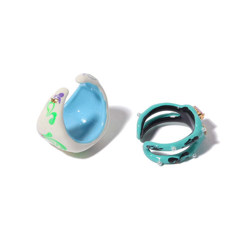 Sparkling Heart Open Ring — blue ring, view 2