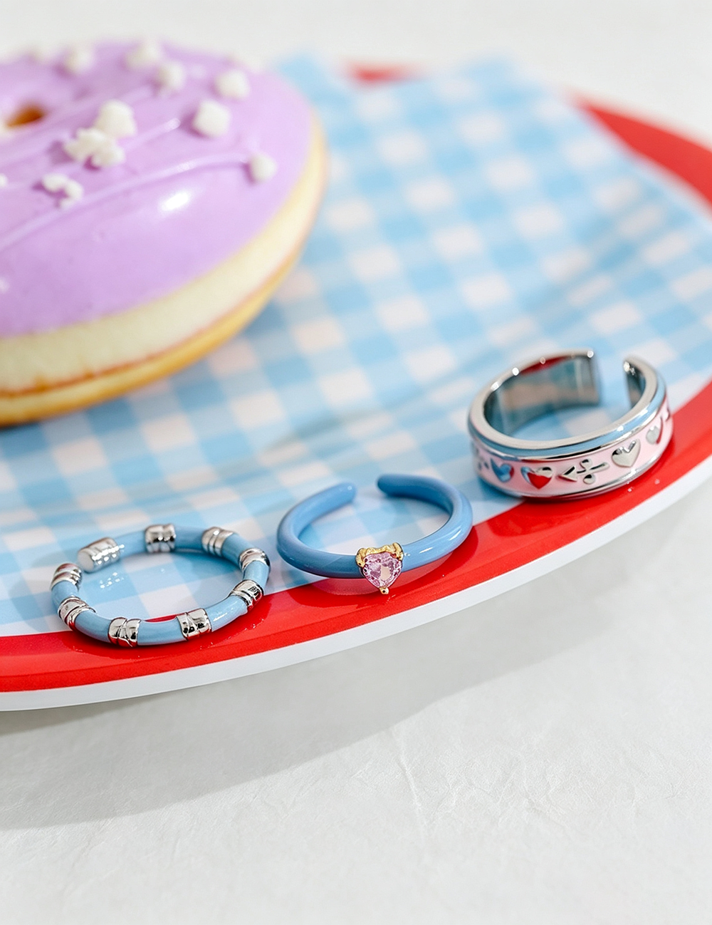 Pink Enamel Heart Open Ring — pink ring