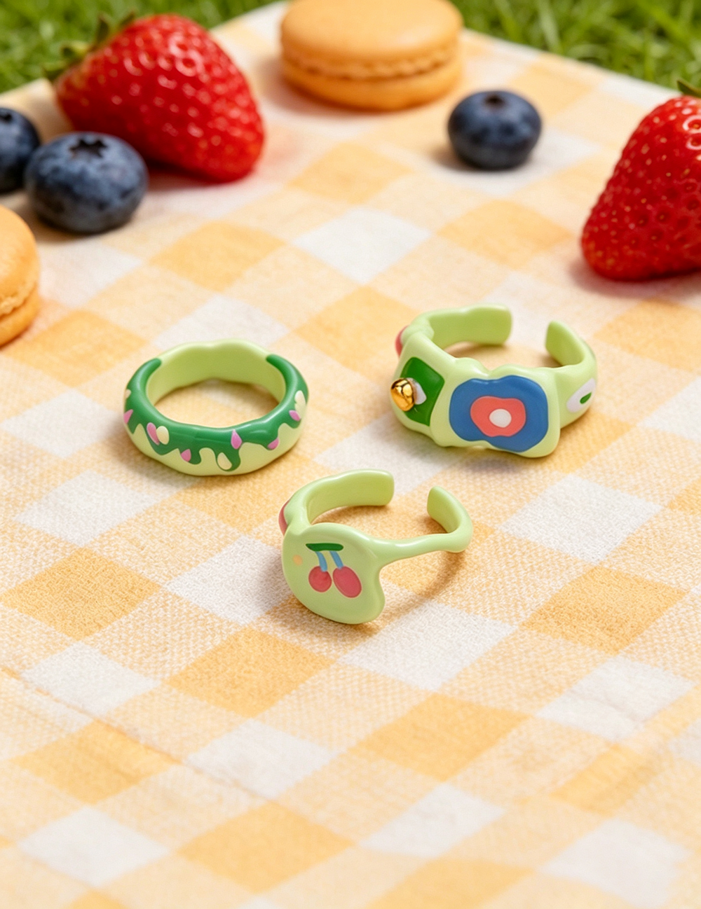 Cherry Print Irregular Ring — ring