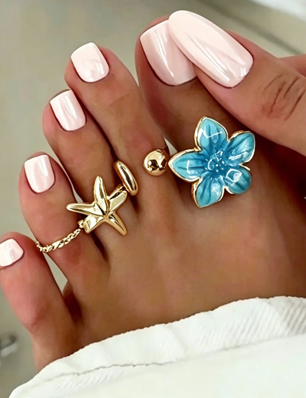 Gold-Tone Floral Toe Ring Set — gold ring