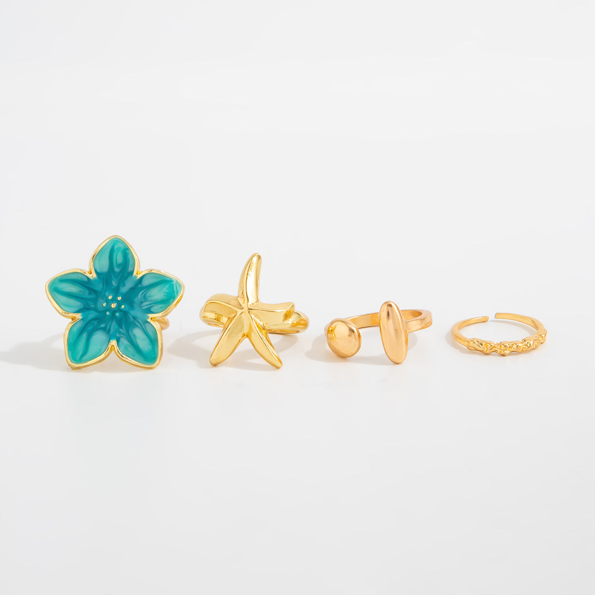 Gold-Tone Floral Toe Ring Set — gold ring, view 5