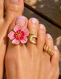 3D Floral Enamel Toe Ring Set — gold ring