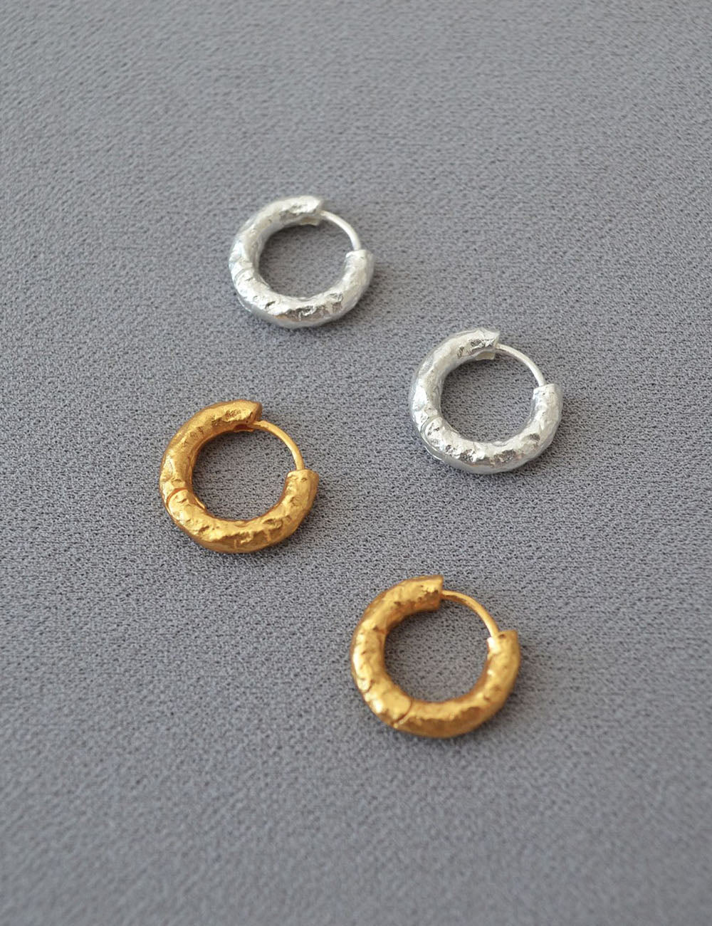 Tin-Foil Texture Hoop Earrings — earrings
