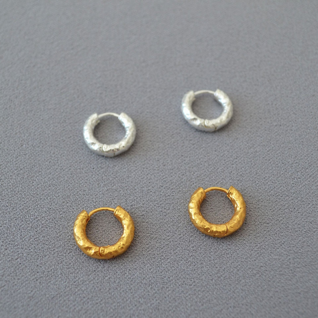 Tin-Foil Texture Hoop Earrings — earrings, view 2