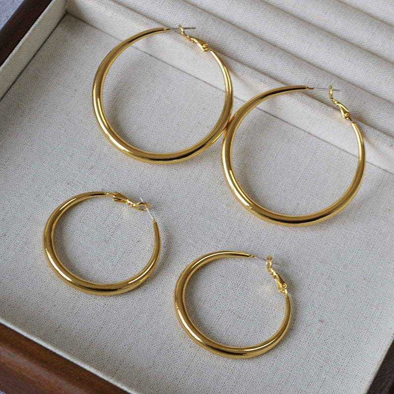 Gold Hoop Earrings in Three Sizes — earrings, view 2