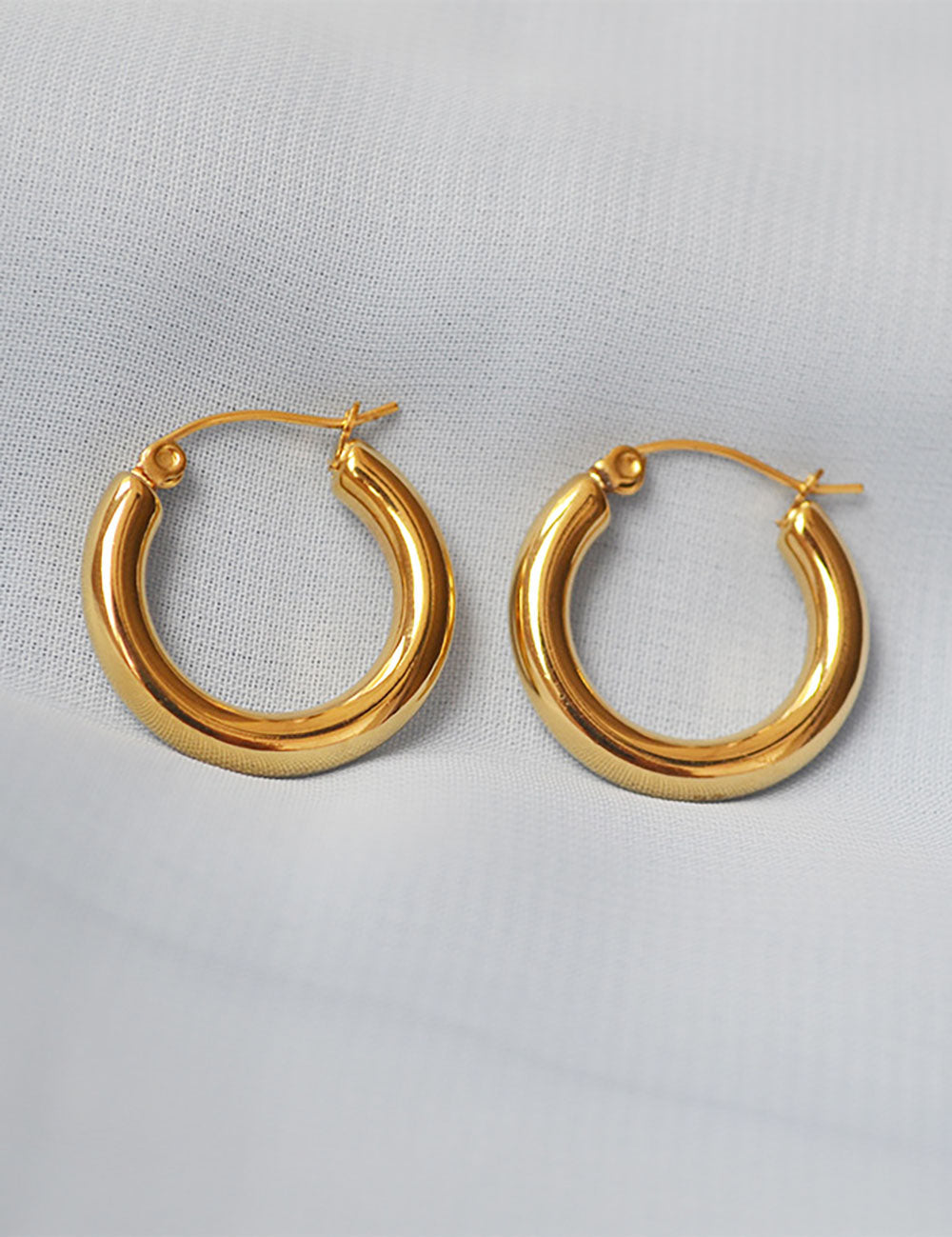 Everyday Round Gold Hoop Earrings — earrings