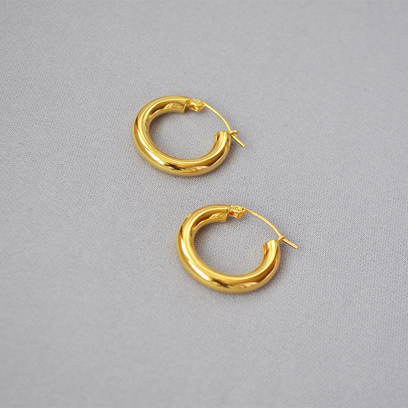 Everyday Round Gold Hoop Earrings — earrings, view 2