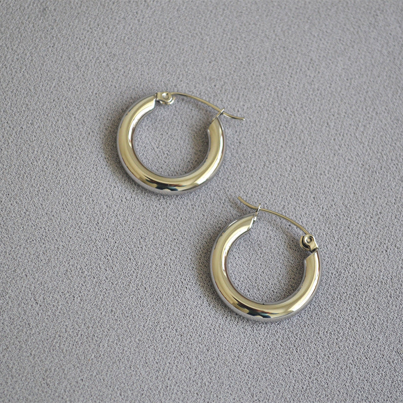Everyday Round Gold Hoop Earrings — earrings, view 3