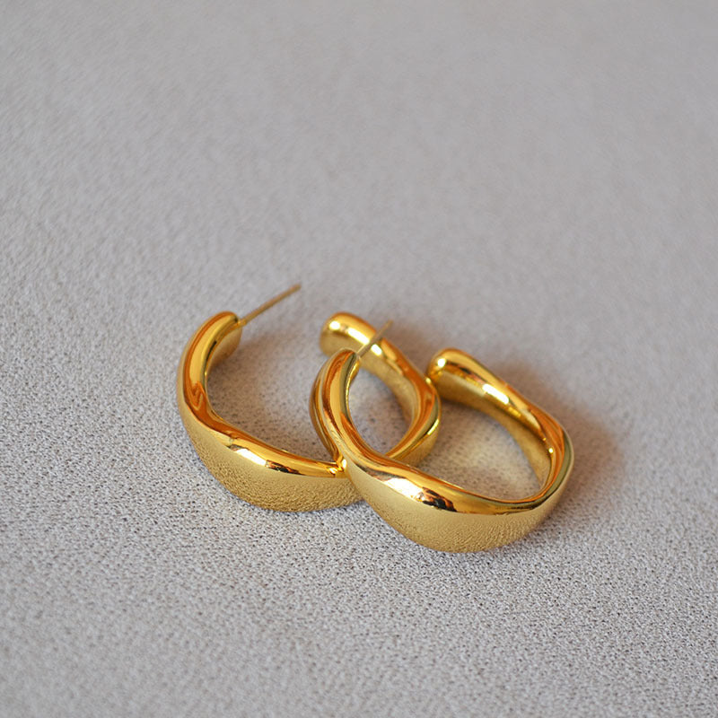 Irregular C-Shape Hoop Earrings — earrings, view 2
