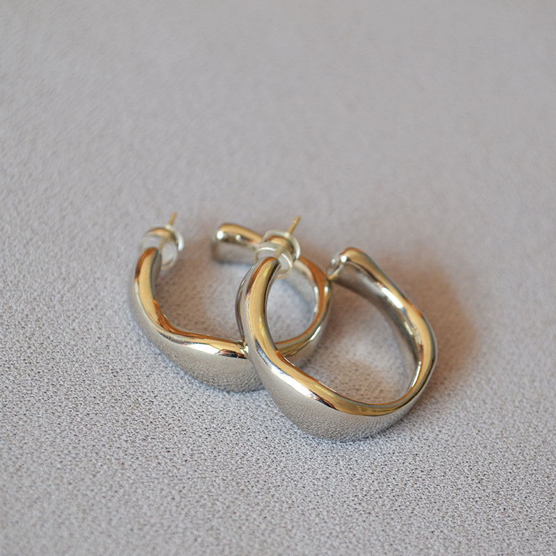Irregular C-Shape Hoop Earrings — earrings, view 3