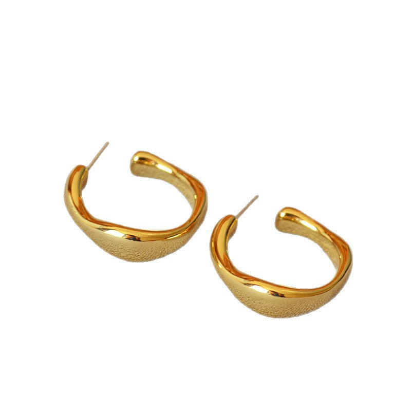 Irregular C-Shape Hoop Earrings — earrings, view 4