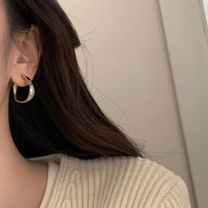 Irregular C-Shape Hoop Earrings — earrings, view 6