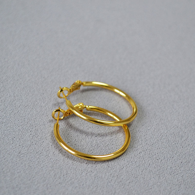 Oversized C-Shape Hoops in Gold Plate — earrings, view 2
