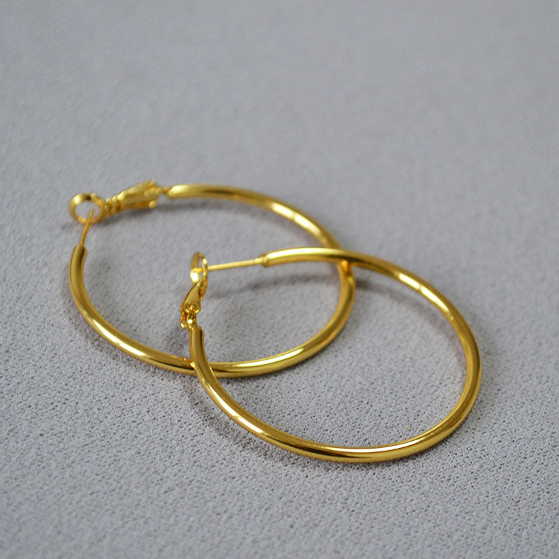 Oversized C-Shape Hoops in Gold Plate — earrings, view 3