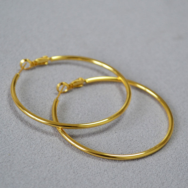 Oversized C-Shape Hoops in Gold Plate — earrings, view 4