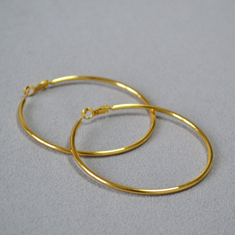 Oversized C-Shape Hoops in Gold Plate — earrings, view 5