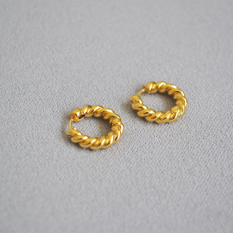 Dough Twist Gold Hoop Earrings — earrings, view 2