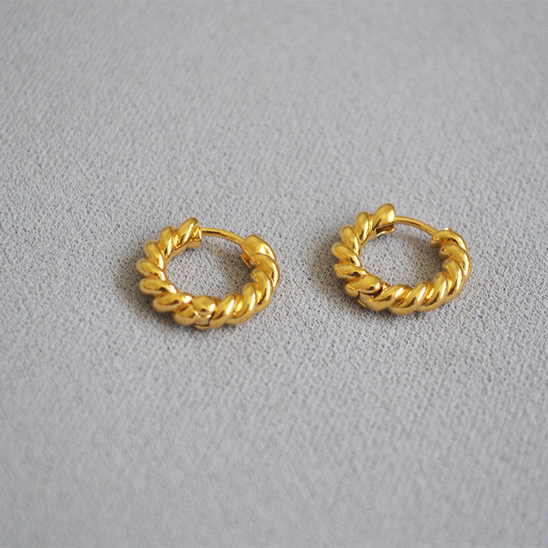 Dough Twist Gold Hoop Earrings — earrings, view 3