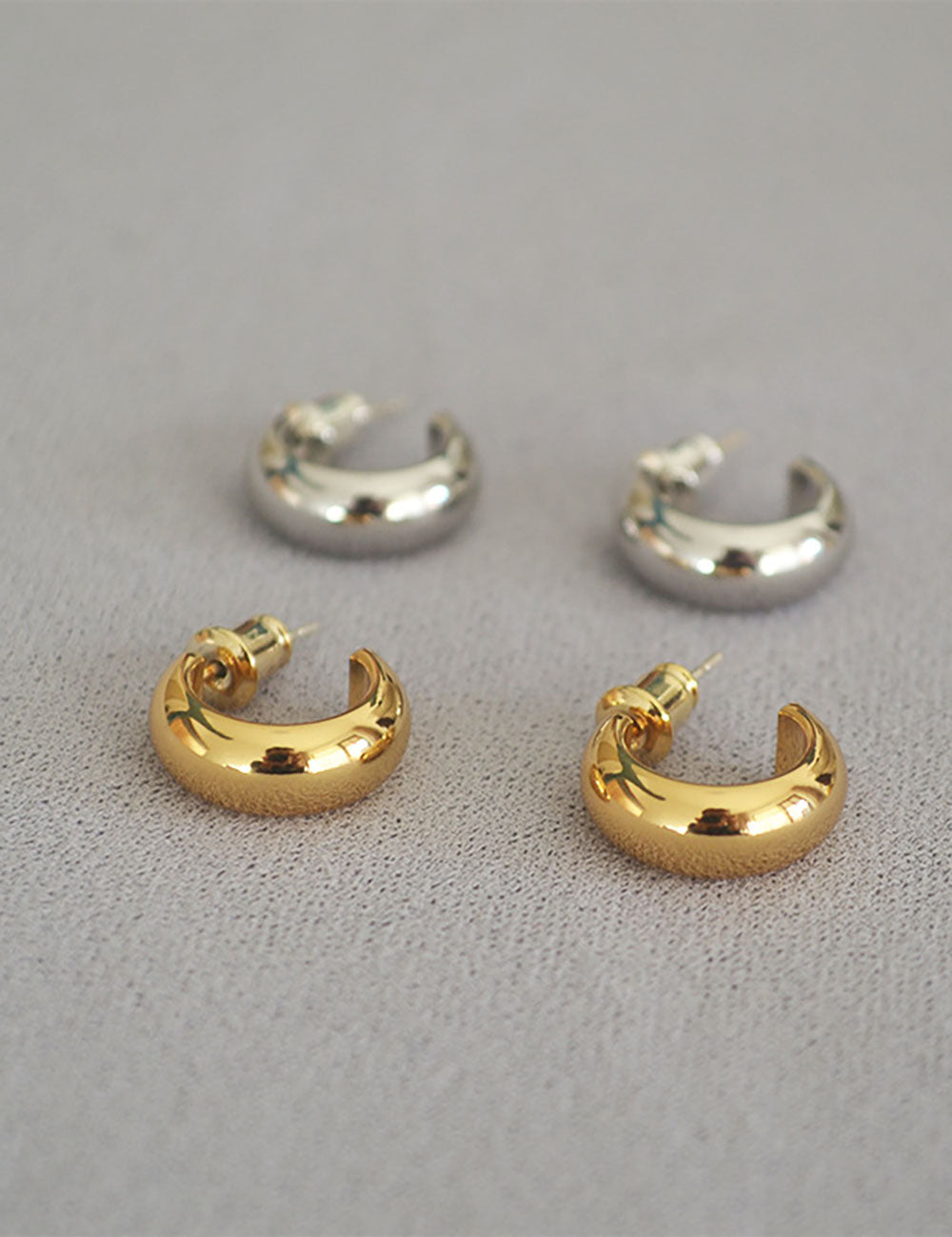 Chunky Gold-Plated C-Shape Earrings — earrings
