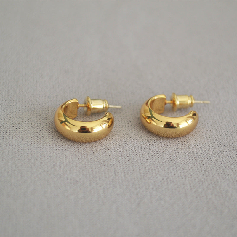 Chunky Gold-Plated C-Shape Earrings — earrings, view 2