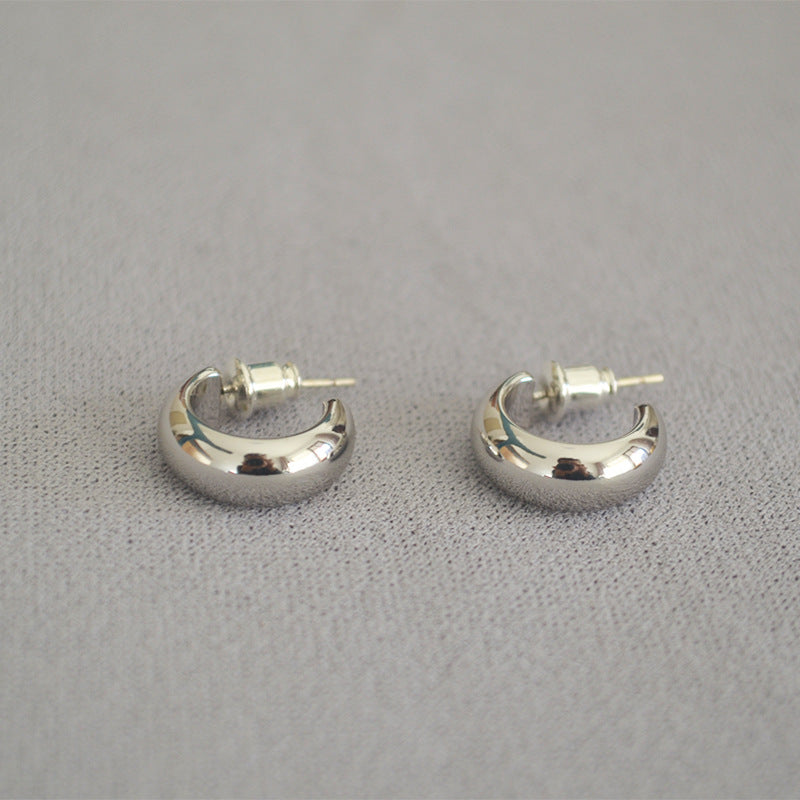 Chunky Gold-Plated C-Shape Earrings — earrings, view 3